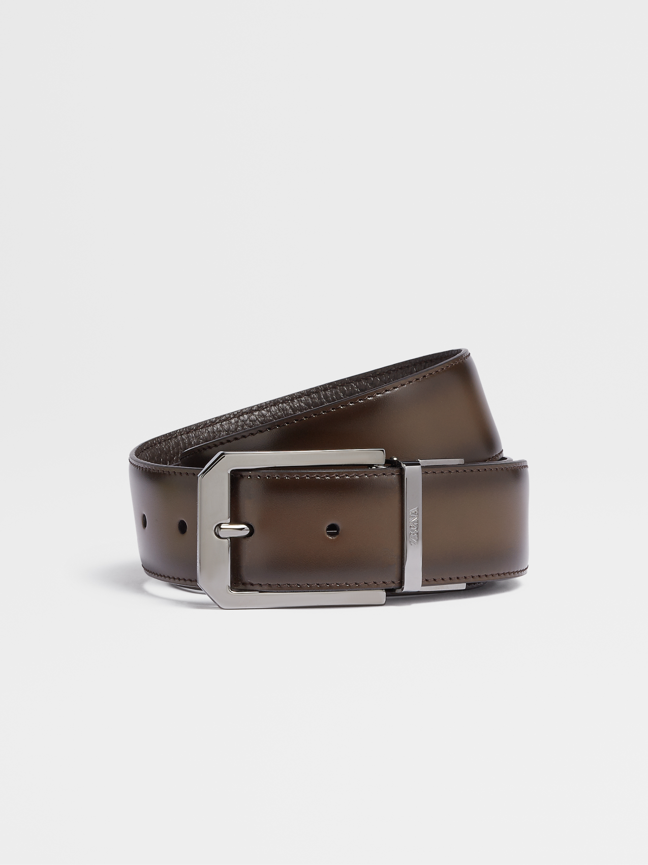 Dark Brown Leather Reversible Belt